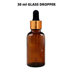 30 ml Glass round amber bottles with Golden dropper silicon teat