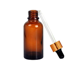30 ml Glass round amber bottles with Golden dropper silicon teat