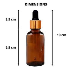 30 ml Glass round amber bottles with Golden dropper silicon teat