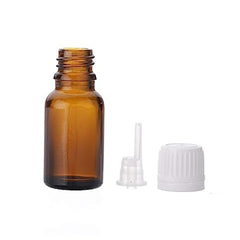 5 ml Amber Colour Round Glass Bottle with Euro Dropper & White sealable Cap