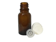 5 ml Amber Colour Round Glass Bottle with Euro Dropper & White sealable Cap