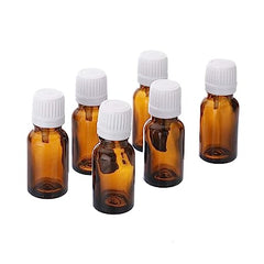 5 ml Amber Colour Round Glass Bottle with Euro Dropper & White sealable Cap