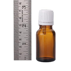 5 ml Amber Colour Round Glass Bottle with Euro Dropper & White sealable Cap
