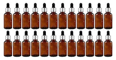 30 ml Amber Round Empty Glass Bottle / Glass Dropper / Silver Colour Ring / Black Silicone Teat