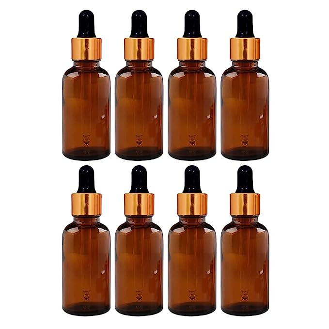 30 ml Glass round amber bottles with Golden dropper silicon teat