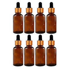 30 ml Glass round amber bottles with Golden dropper silicon teat