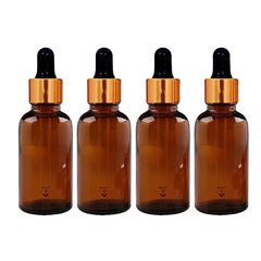 30 ml Glass round amber bottles with Golden dropper silicon teat